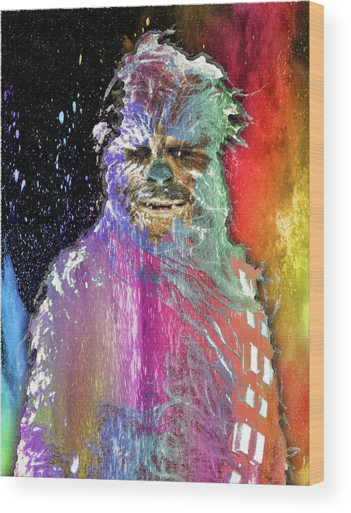 Yoda Wood Print featuring the painting Star Wars Pop Chewbacca by Tony Rubino