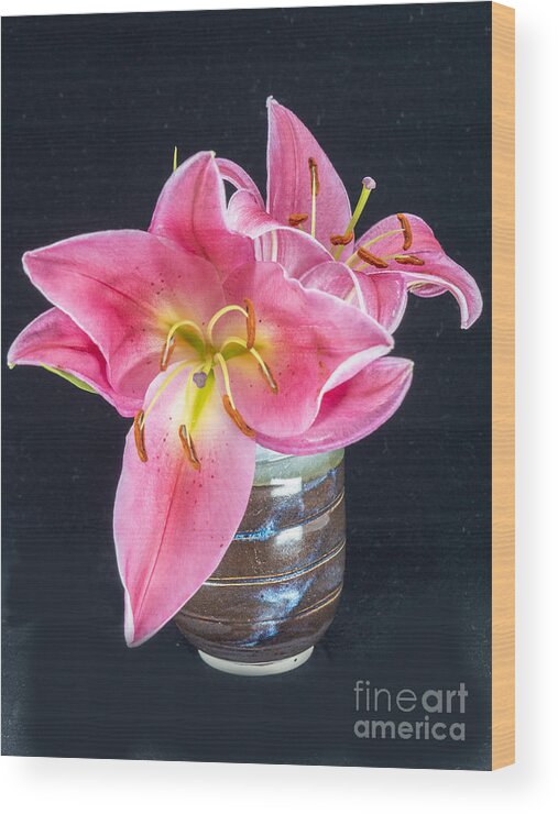 Pink Wood Print featuring the photograph Stargazer Lily by L Bosco