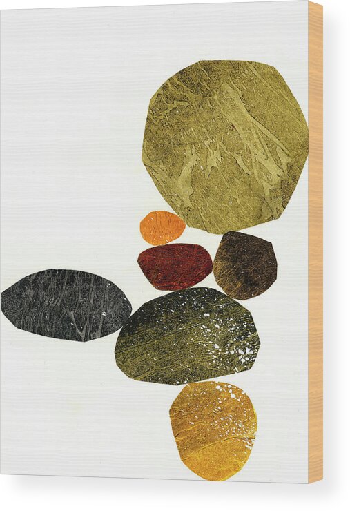 Abstract Art Wood Print featuring the mixed media Stone Stack #3 by Jane Davies