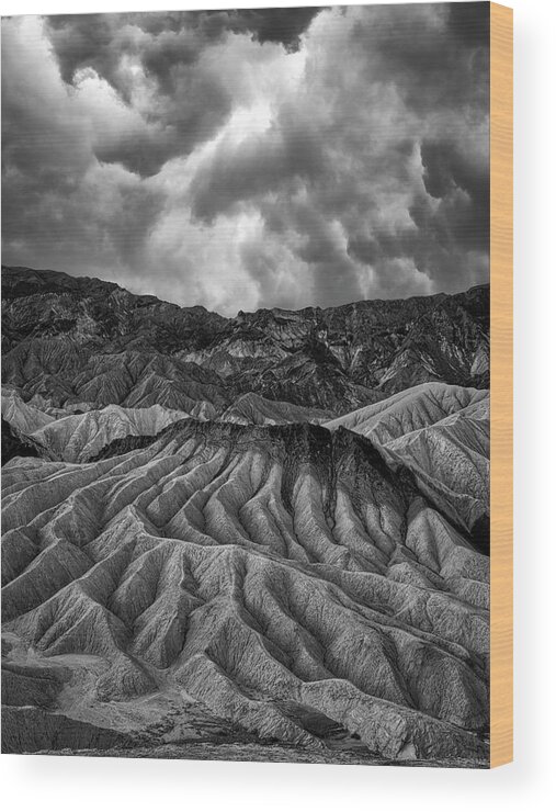 Landscape Wood Print featuring the photograph Stormy Zabriskie Point by Romeo Victor