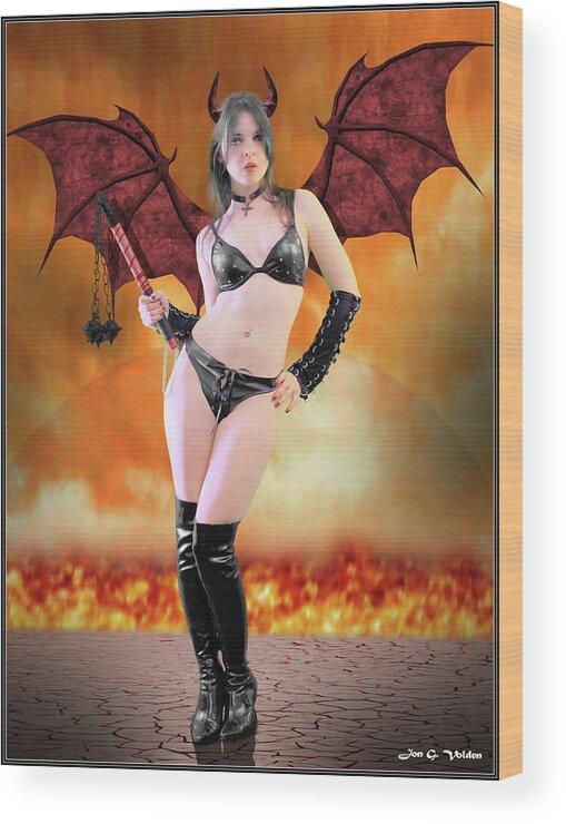 Rebel Wood Print featuring the photograph Succubus with flail by Jon Volden