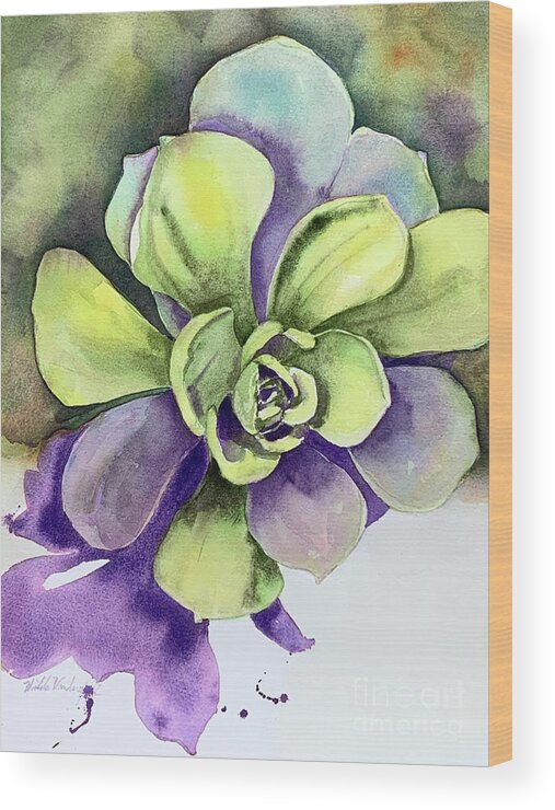Succulent Wood Print featuring the painting Succulent Plant by Hilda Vandergriff