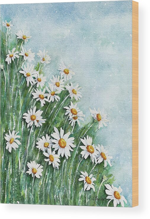 Daisies Wood Print featuring the painting Summer Breeze by Lori Taylor