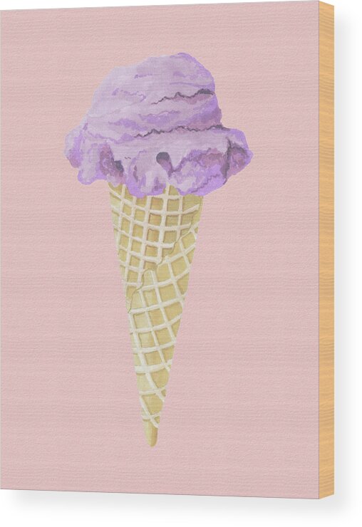 Ice Cream Wood Print featuring the painting Summer Lovin' Ice Cream I by Ink Well