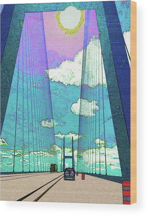 Brunswick Wood Print featuring the digital art Sun Over the Bridge At Brunswick by Rod Whyte
