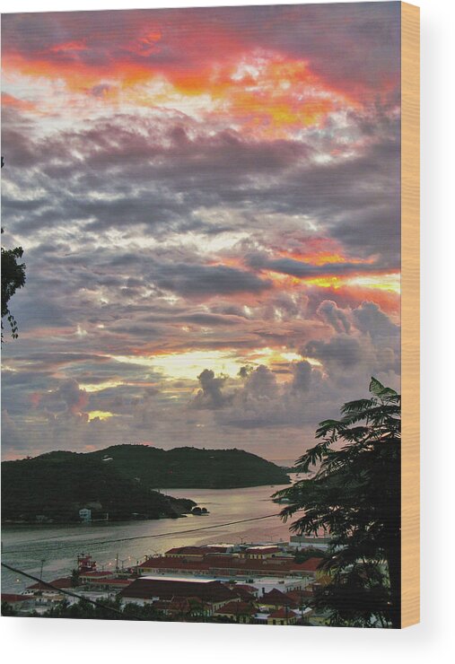 Carribean Wood Print featuring the photograph Sunset at Charlotte Amalie, St. Thomas USVI by Segura Shaw Photography