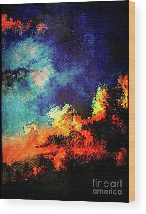 Sunset Wood Print featuring the digital art Sunset Clouds by Phil Perkins