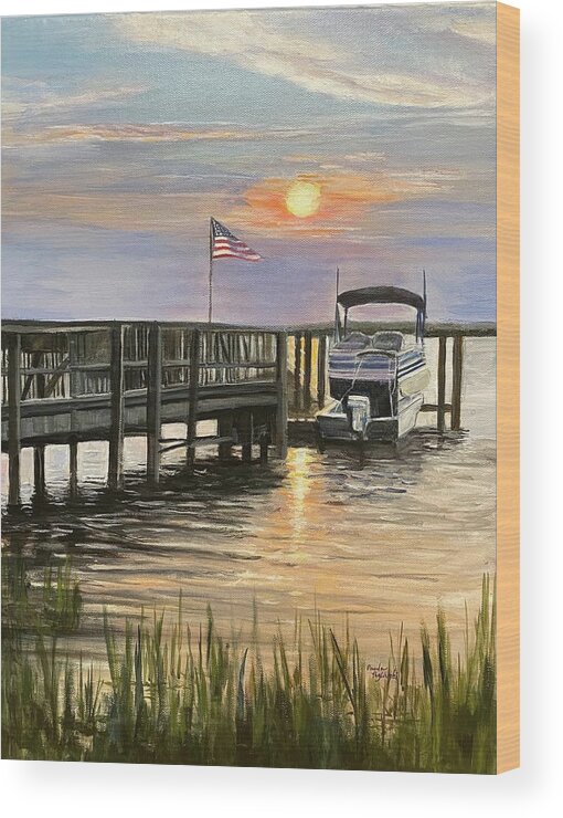 Painting Wood Print featuring the painting Sunset in Sea Isle by Paula Pagliughi