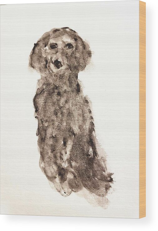 Dog L9vers Wood Print featuring the painting Sweet little Doggy by Margaret Welsh Willowsilk