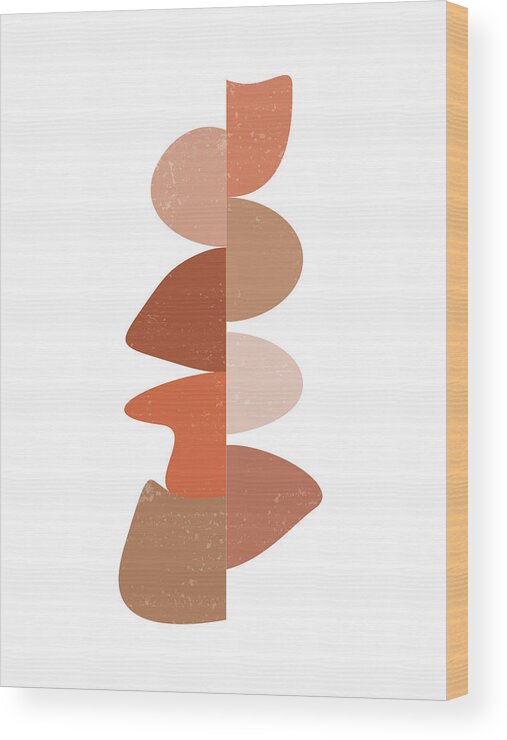 Terracotta Wood Print featuring the mixed media Terracotta Abstract 16 - Modern, Contemporary Art - Abstract Organic Shapes - Brown, Burnt Orange by Studio Grafiikka