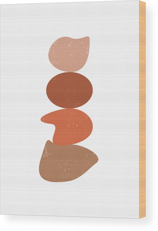 Terracotta Wood Print featuring the mixed media Terracotta Abstract 18 - Modern, Contemporary Art - Abstract Organic Shapes - Brown, Burnt Orange by Studio Grafiikka