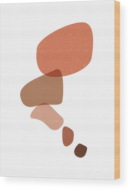 Terracotta Wood Print featuring the mixed media Terracotta Abstract 23 - Modern, Contemporary Art - Abstract Organic Shapes - Brown, Burnt Orange by Studio Grafiikka