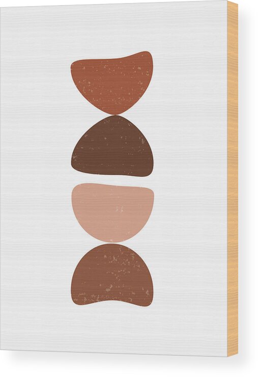 Terracotta Wood Print featuring the mixed media Terracotta Abstract 26 - Modern, Contemporary Art - Abstract Organic Shapes - Brown, Burnt Orange by Studio Grafiikka