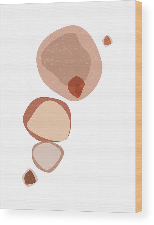 Terracotta Wood Print featuring the mixed media Terracotta Abstract 44 - Modern, Contemporary Art - Abstract Organic Shapes - Bubbles - Brown by Studio Grafiikka