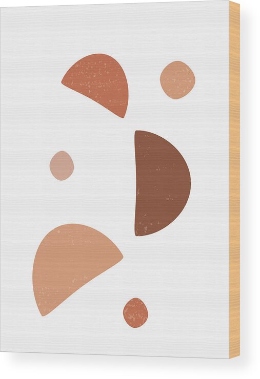 Terracotta Wood Print featuring the mixed media Terracotta Abstract 51 - Modern, Contemporary Art - Abstract Organic Shapes - Brown, Burnt Sienna by Studio Grafiikka