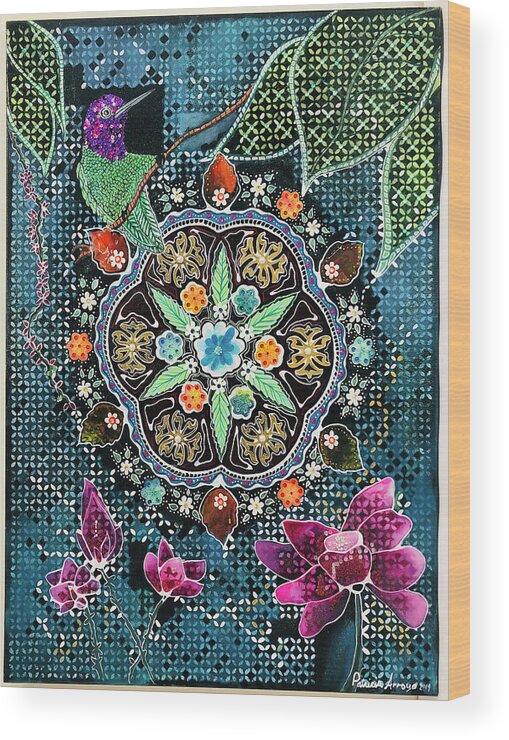 Mandala Wood Print featuring the painting The Birth of Beauty by Patricia Arroyo