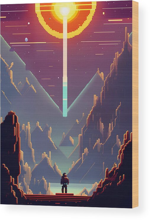 Pixel Wood Print featuring the digital art The End by Quik Digicon Art Club