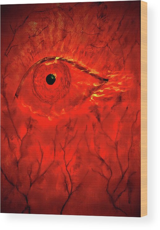 Eye Wood Print featuring the painting The Eye Of War by Anna Adams