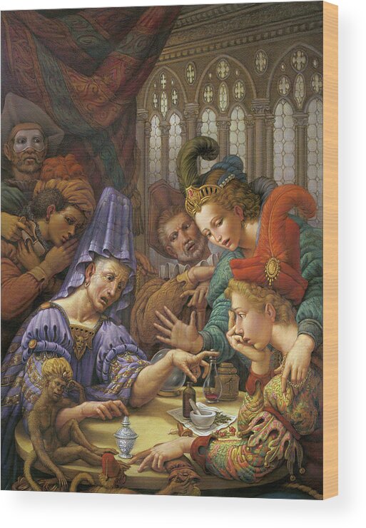 Fortune Teller Wood Print featuring the pastel The Fortune Teller by Kurt Wenner