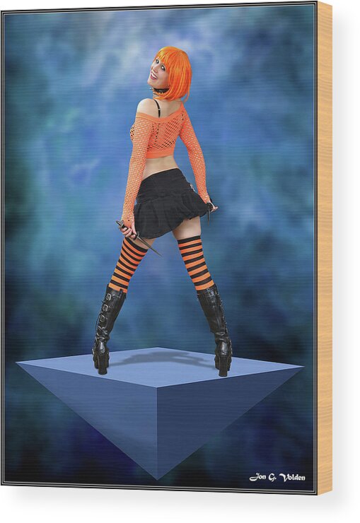 Girl Wood Print featuring the photograph The Girl With Orange Hair by Jon Volden