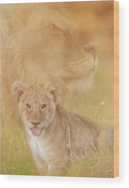 Lion Wood Print featuring the photograph The Lion of Judah Arises by Marjorie Whitley