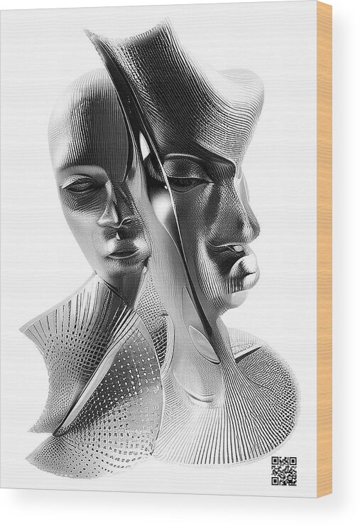 Portrait Wood Print featuring the digital art The Listener by Rafael Salazar
