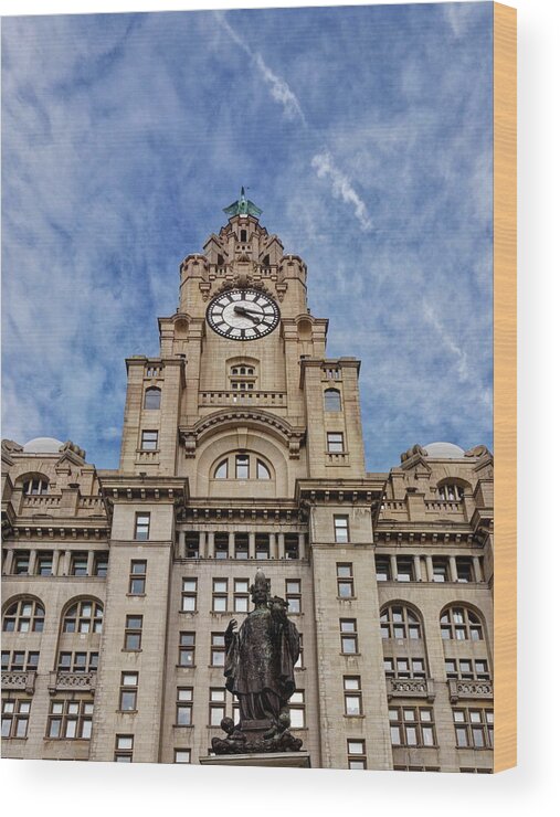 Building Wood Print featuring the photograph The Liver Building And The Alfred Lewis Jones Memorial by Jeff Townsend