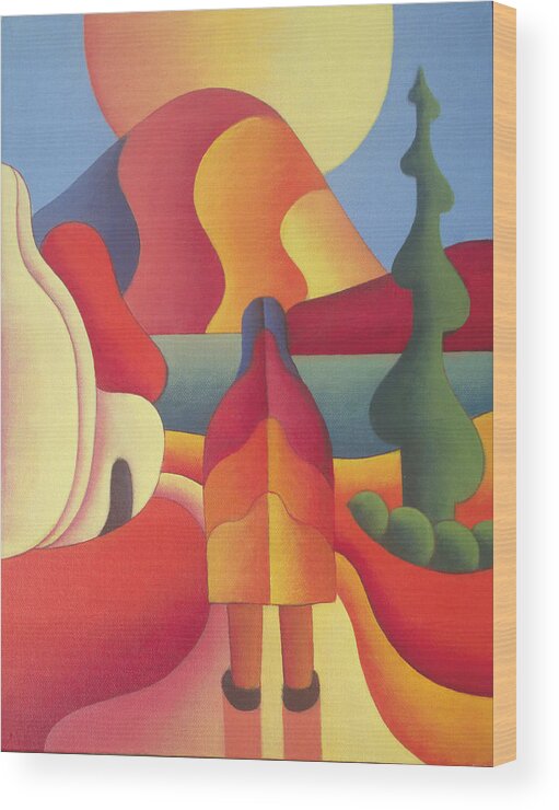 Pilgrimage Wood Print featuring the painting The Pilgrimage to the sacred mountain by Alan Kenny