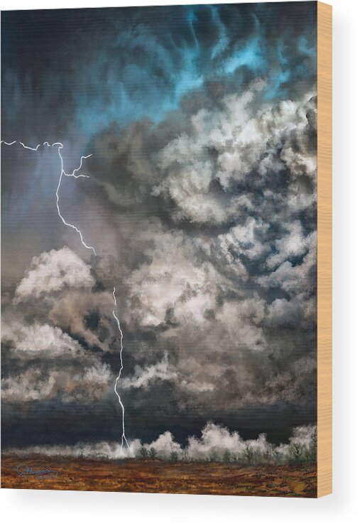 Storm Wood Print featuring the digital art The Storm by Marilyn Cullingford