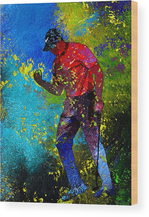 Tiger Wood Print featuring the painting Tiger Woods Dream 02 by Miki De Goodaboom