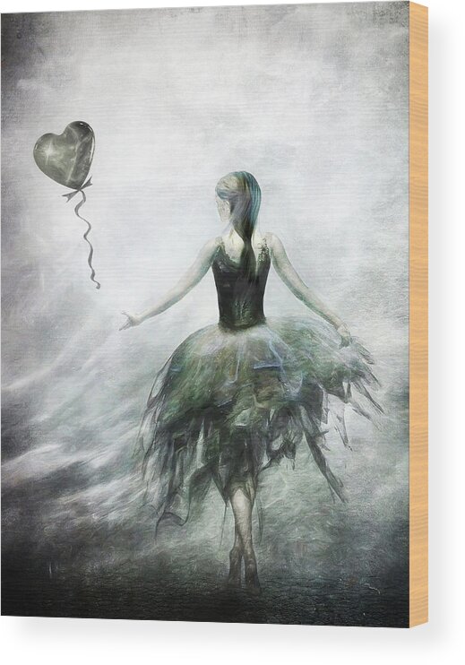 Ballet Wood Print featuring the digital art Time to let Go by Jacky Gerritsen