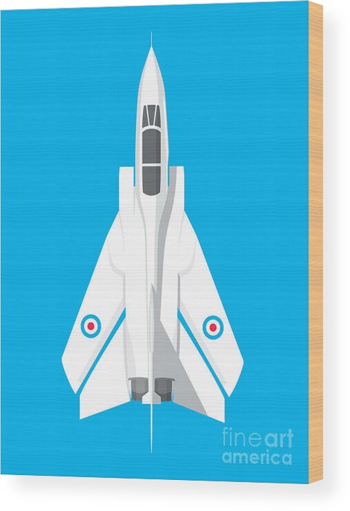 Aircraft Wood Print featuring the digital art Tornado Swing Wing Jet - Cyan by Organic Synthesis