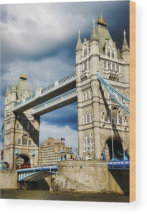 Tower Bridge Wood Print featuring the photograph Towers of Tower Bridge by Andrea Whitaker