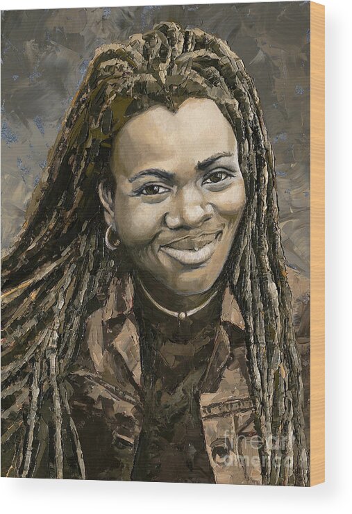 Tracy Chapman Wood Print featuring the painting Tracy Chapman, 2020 by PJ Kirk