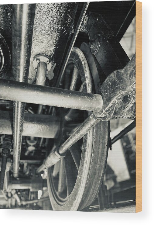 Train Parts Wood Print featuring the photograph Train Undercarriage Wheel by Roxy Rich