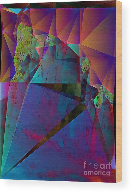 Geometric Wood Print featuring the digital art Triangular Rainbow Shattered by Dee Flouton