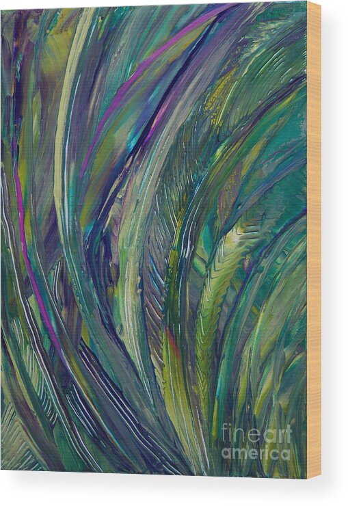 Tropical Jungle Impression Wood Print featuring the painting Tropical 8352 by Priscilla Batzell Expressionist Art Studio Gallery