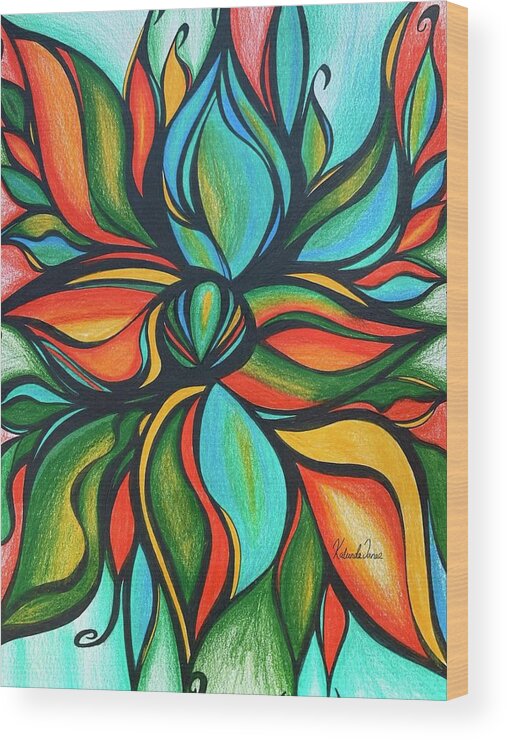 Tropical Wood Print featuring the drawing Tropical Delight by Kalunda Janae Hilton