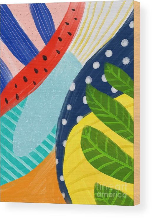 Abstract Wood Print featuring the digital art Tropical Fever - Modern Colorful Abstract Digital Art by Sambel Pedes