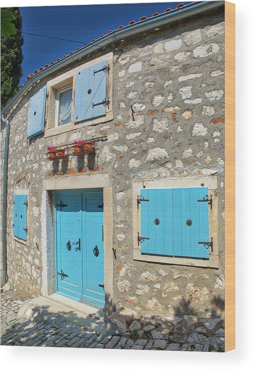 Adriatic Sea Wood Print featuring the photograph Turquoise Door 2 by Eggers Photography