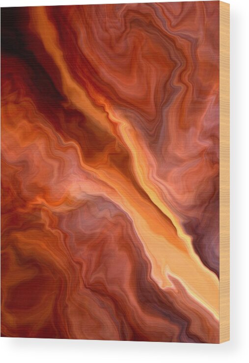 Abstract Wood Print featuring the digital art Magma by Nancy Levan