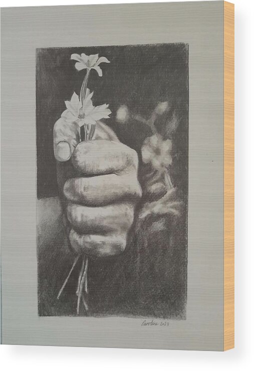 Hands Wood Print featuring the drawing Untitled by Caroline Philp