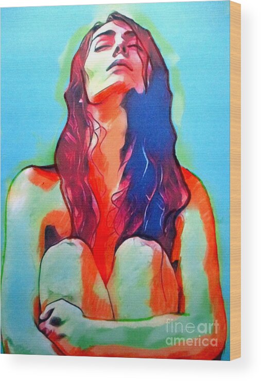 Portraits For Sale Wood Print featuring the painting Waking Thoughts by Helena Wierzbicki