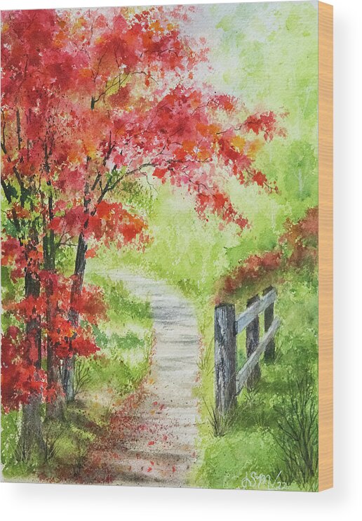 Nature Wood Print featuring the painting Walk This Way by Linda Shannon Morgan