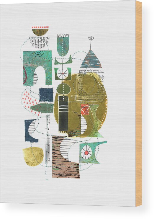 Collage Wood Print featuring the mixed media Water Level by Lucie Duclos
