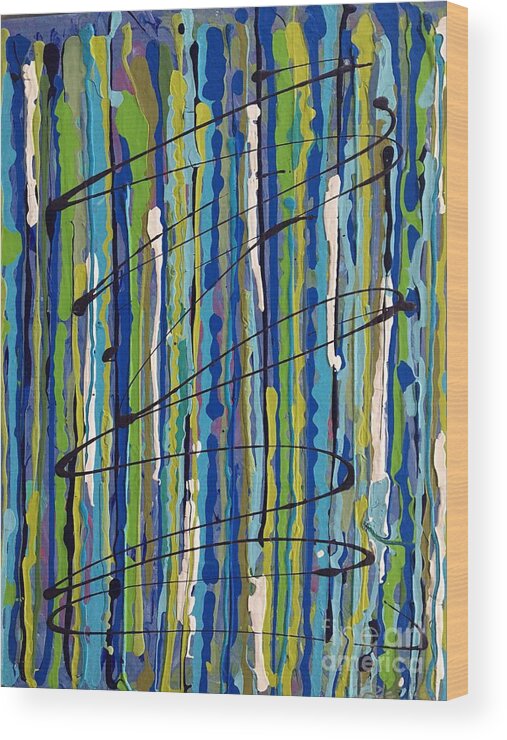 Abstracts Wood Print featuring the painting Waterfall by Debora Sanders