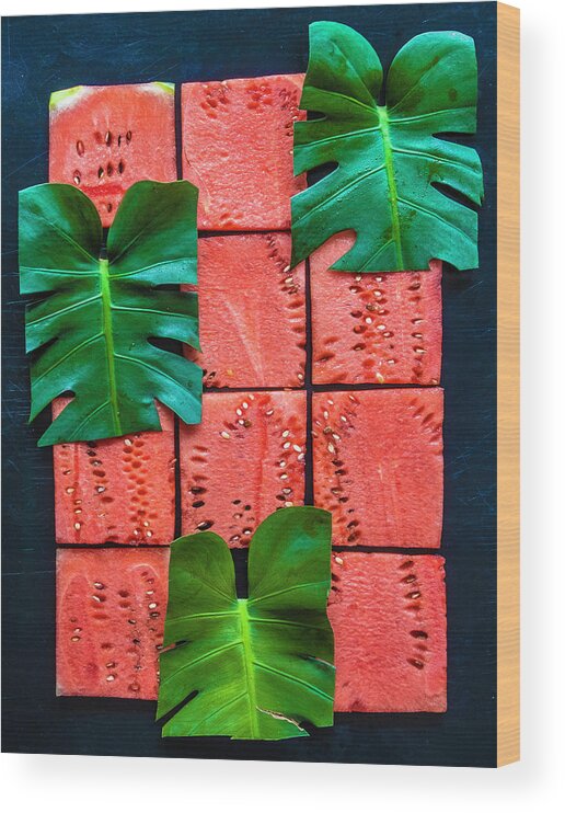 Watermelon Grid Wood Print featuring the photograph Watermelon Grid by Sarah Phillips