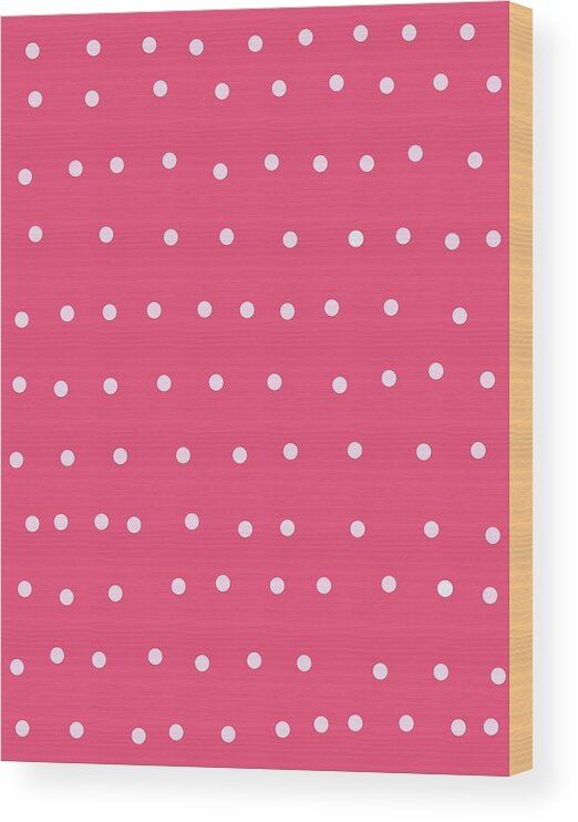 Dots Wood Print featuring the digital art White Polka Dots On Punch by Ashley Rice