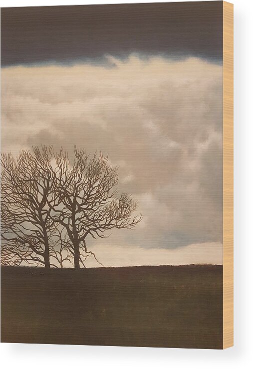  Wood Print featuring the painting Winter Sky. by Caroline Philp