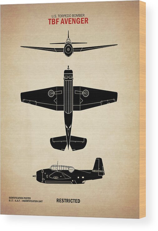 Grumman Tbf Avenger Wood Print featuring the photograph WW2 TBF Avenger Identification Chart by Mark Rogan